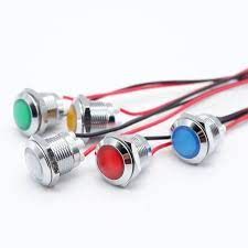 8mm LED Warning indicator light Metal Waterproof Signal Lamp Pilot Wires switch (12V 24V)