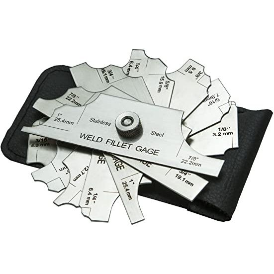 MKR 7Pcs Stainless Steel Welding Gauge Fillet Weld Set Gage Throat/Leg Length In Metric Inspection Test Ulnar (MG-11)