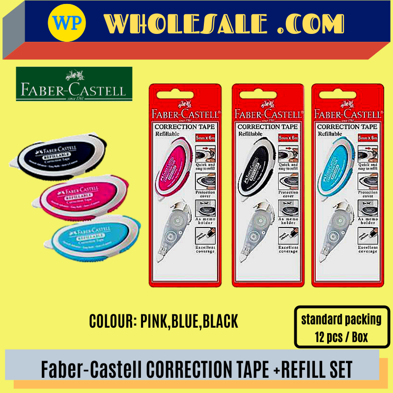 FABER CASTELL CORRECTION TAPE + REFILL (5MM x 6m) / Faber Castell / Correction Tape / With Refill / Faber Castell Correction Tape