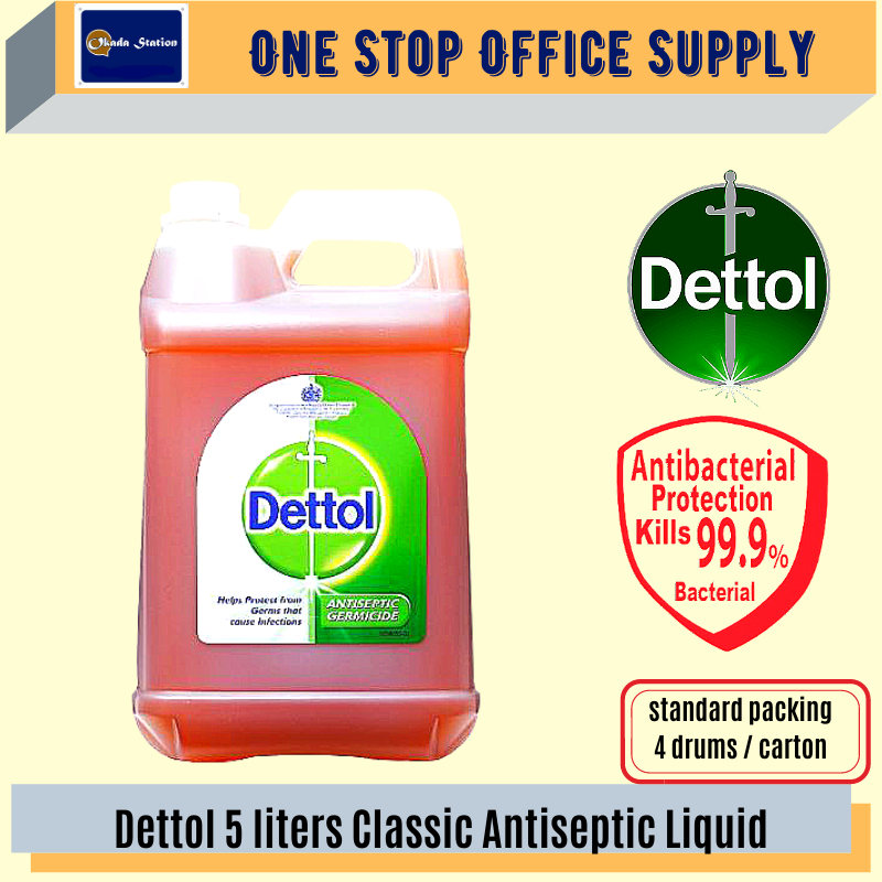 Dettol Antiseptic Germicide Liquid - 5 Liter / Dettol Antiseptik Racun Kuman - 5000ml # Dettol Disinfectant # Kills 99.9% Germs # Pembasmian Kuman Bakteria