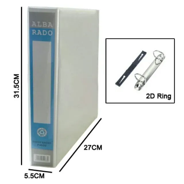 ALBA RADO 2D RING FILE PVC WHITE 40MM