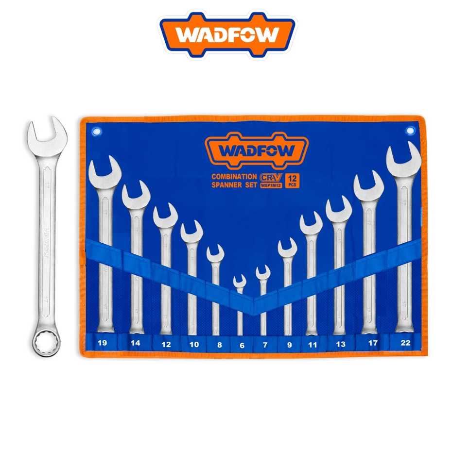 WADFOW COMBINATION SPANNER SET (12 PCS) SIZE: 6MM - 22MM CHROMED PLATED CR-V STEEL (WSP1M12)