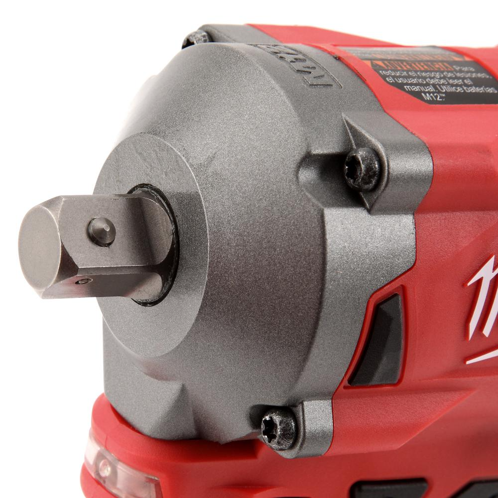 MILWAUKEE M12 FUEL™ Gen II 1/2" 339Nm Stubby Impact Wrench w/ Friction Ring w/ Add On M12™ HIGH OUTPUT™ 2.5Ah