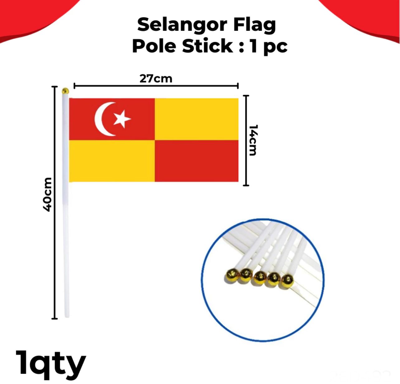 Negeri Selangor Selangor Flag Hand / Bendera Tangan Selangor