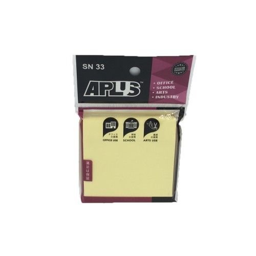 Aplus SN33 Stick On Notes 3x3 (Ylw)