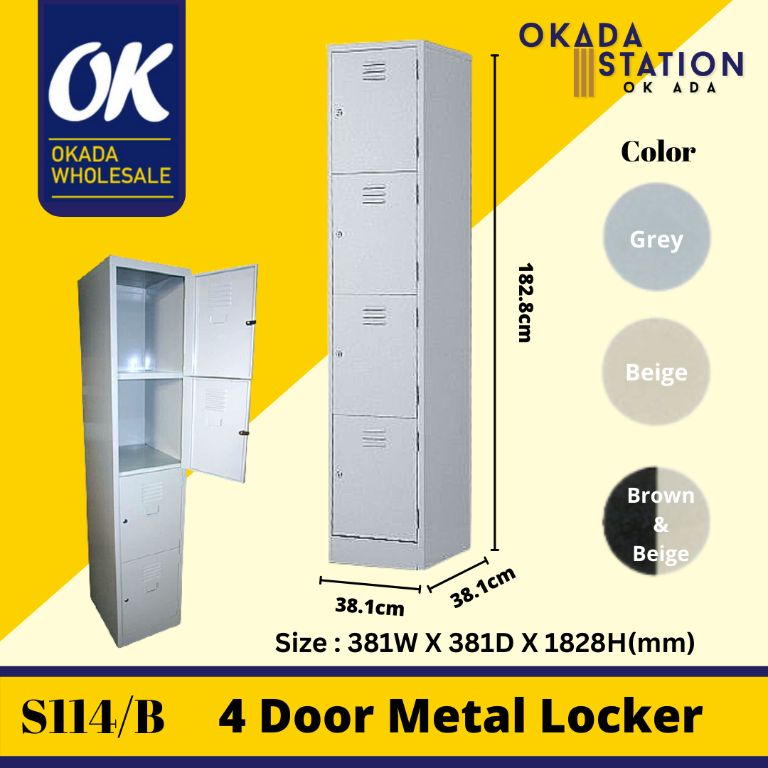 OKADA S114/B 4 Layer Metal Locker/ Compartment Steel Locker / Compartment Cabinet / Metal Locker / Almari Besi / Steel Locker Hostel / Single Locker / Metal Cabinet