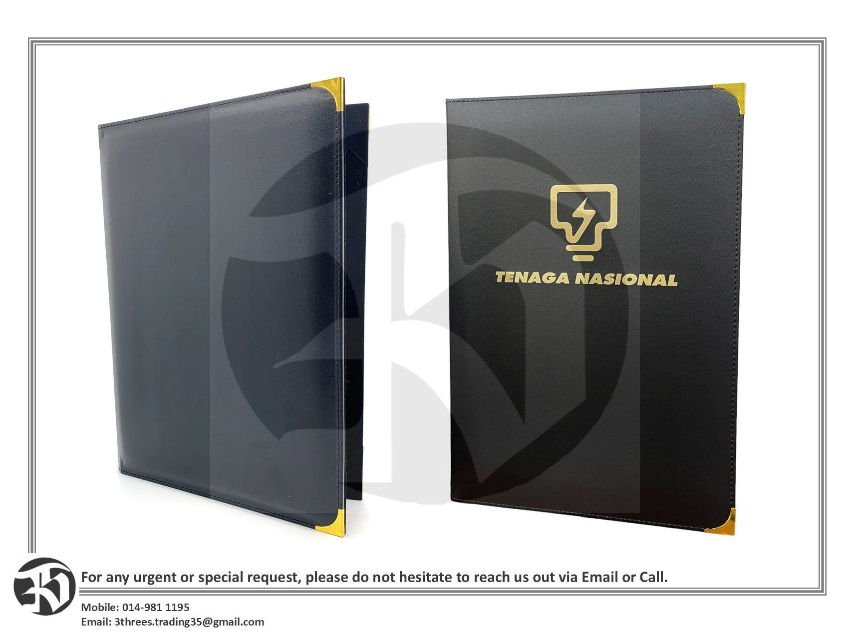 Signing Ceremony Document Folder Standard PU Leather (Velvet Inside) with TNB Logo