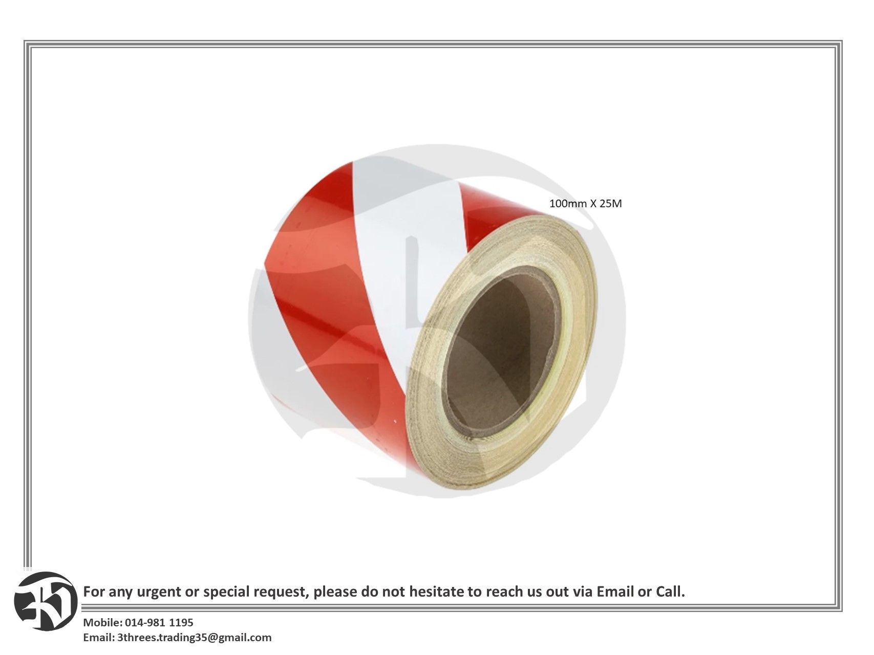 Red/White Reflective Tape 100mm x 25m
