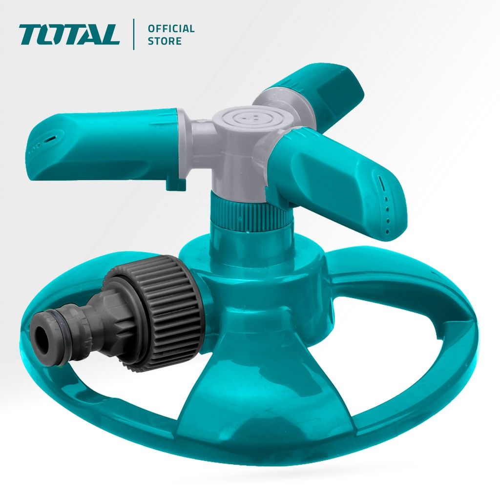 TOTAL THPS23602 PLASTIC 3 ARM ROTARY SPRINKLER (PORTABLE 360 DEGREE ROTATING GARDEN SPRINKLER SUITABLE WITH 3/4″ GARDEN HOSE.)