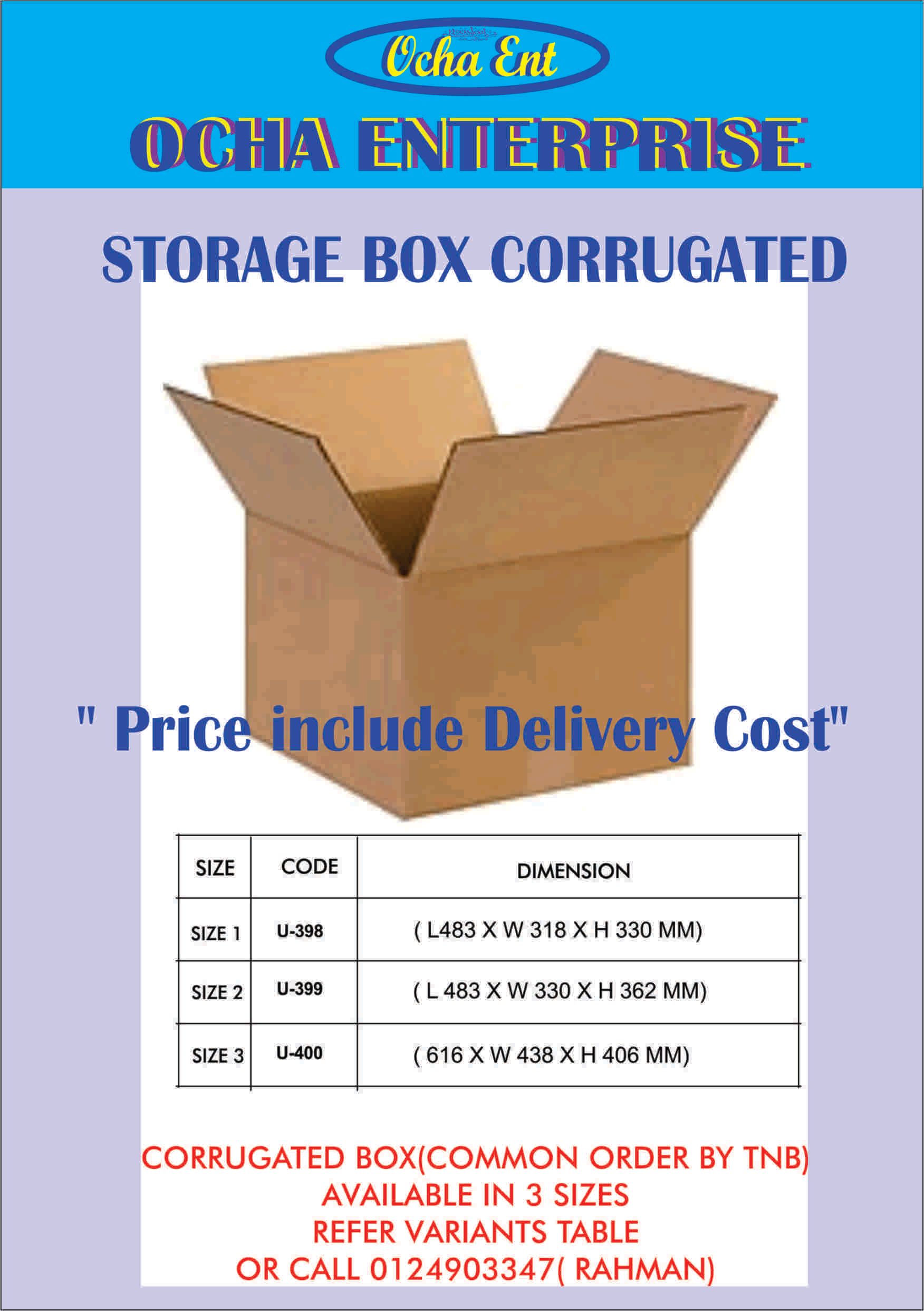 OCHA UEW OCHA CORRUGATED BOX (BROWN) FOR STORAGE 5s/Pack