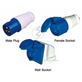 3Pin 240V/32A Blue Industrial Socket(wall socket)