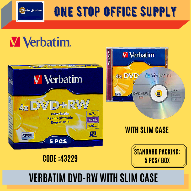 Verbatim DVD+RW Jewel Case 4x Speed 43229