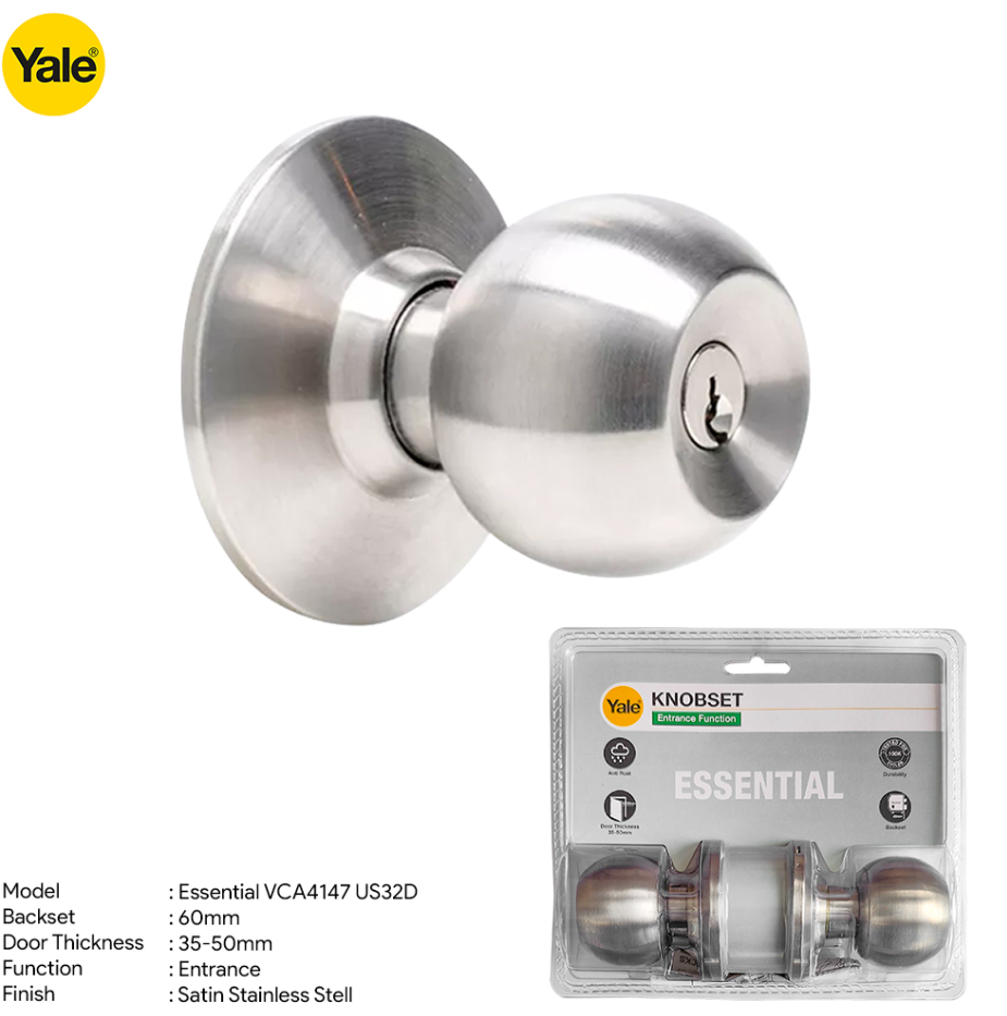 YALE CYLINDRICAL (VCA4147 / US32D / ESSENTIAL) 60MM