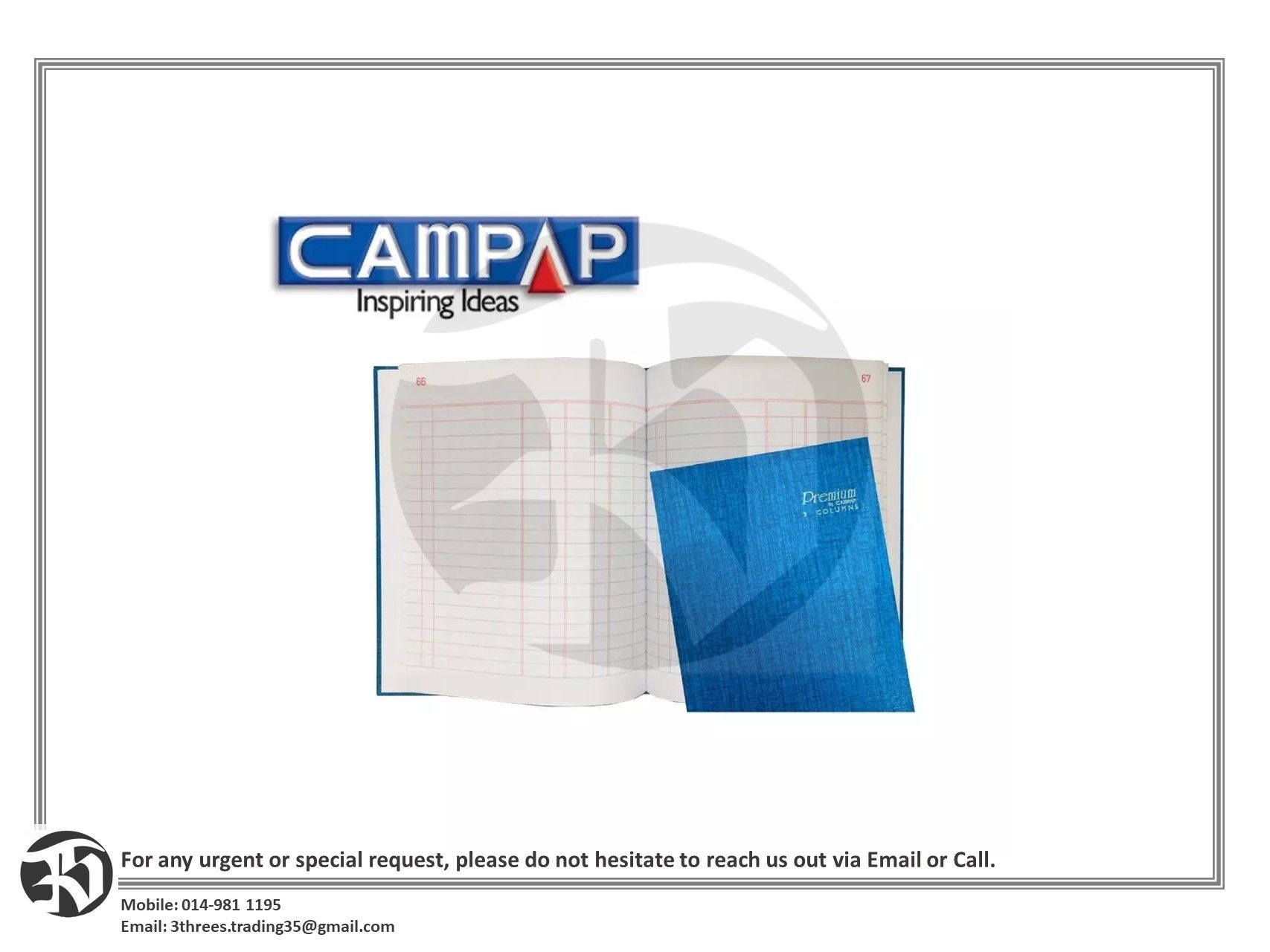 CAMPAP CA3126 quarto book 3 columns F5 128's