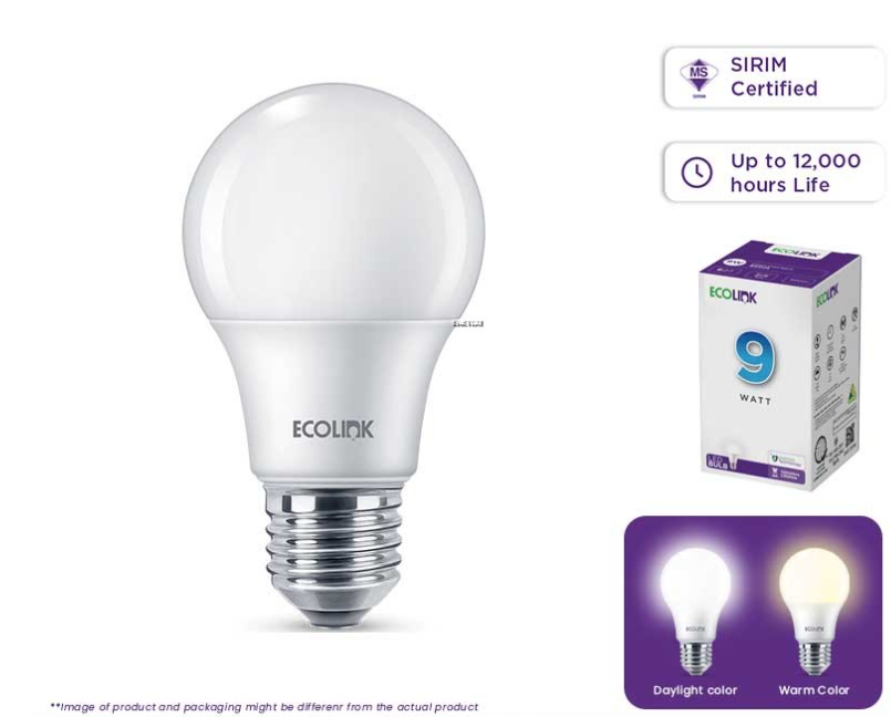 ECOLINK 9W LED BULB E27 230V (3000K | 6500K)