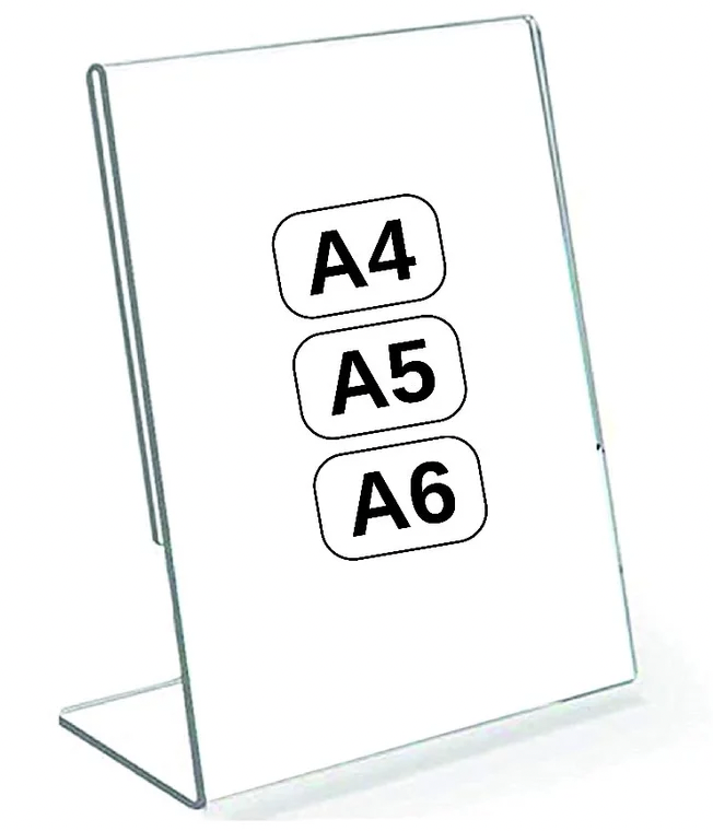 Paper display Acrylic L-Shape sign display transparent A4 / A5 Paper Holder Display Stand Holder