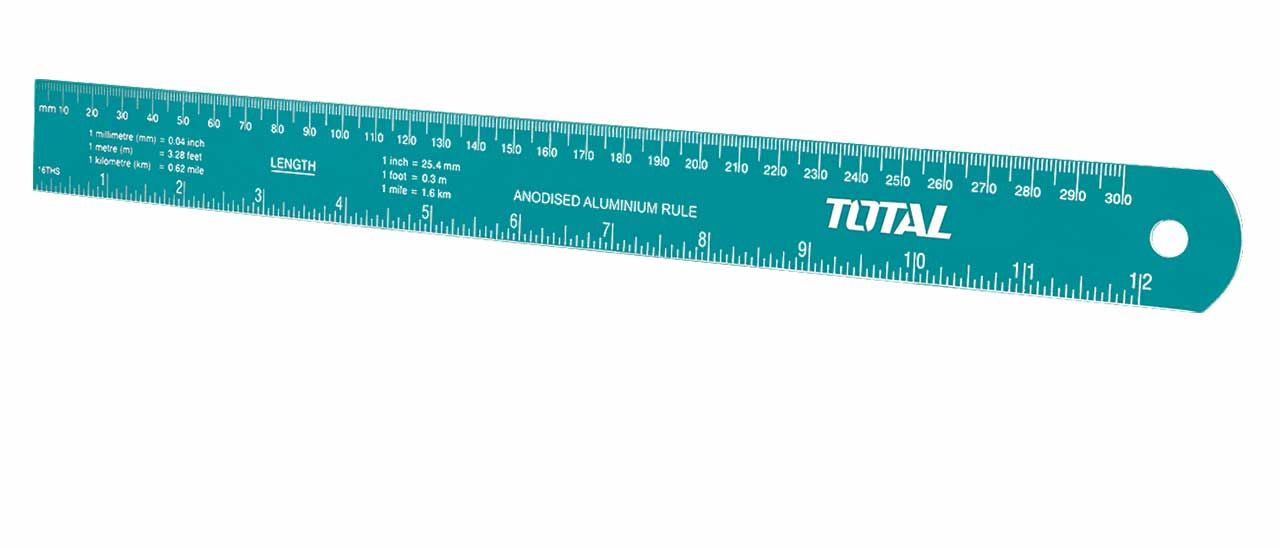 TOTAL RULER (30CM) ANODIZED ALUMINUM READING IN MILLIMETER'S AND INCHES - TMT633002