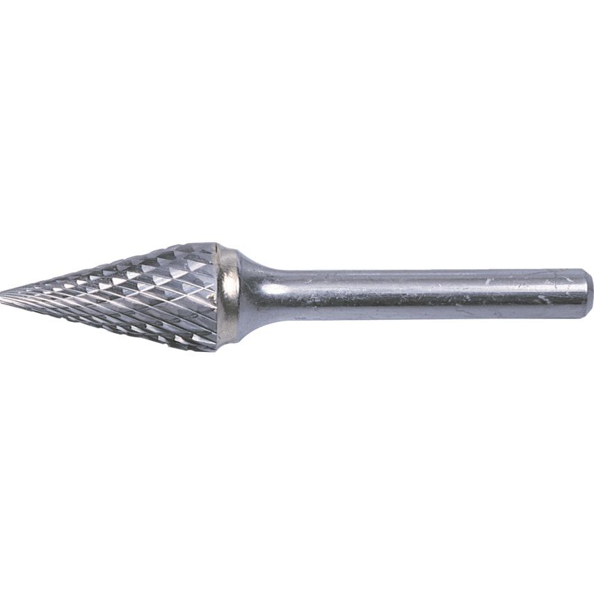 York Carbide Burr, Uncoated, Cut 6 - Double Cut, 9.5mm, Conical