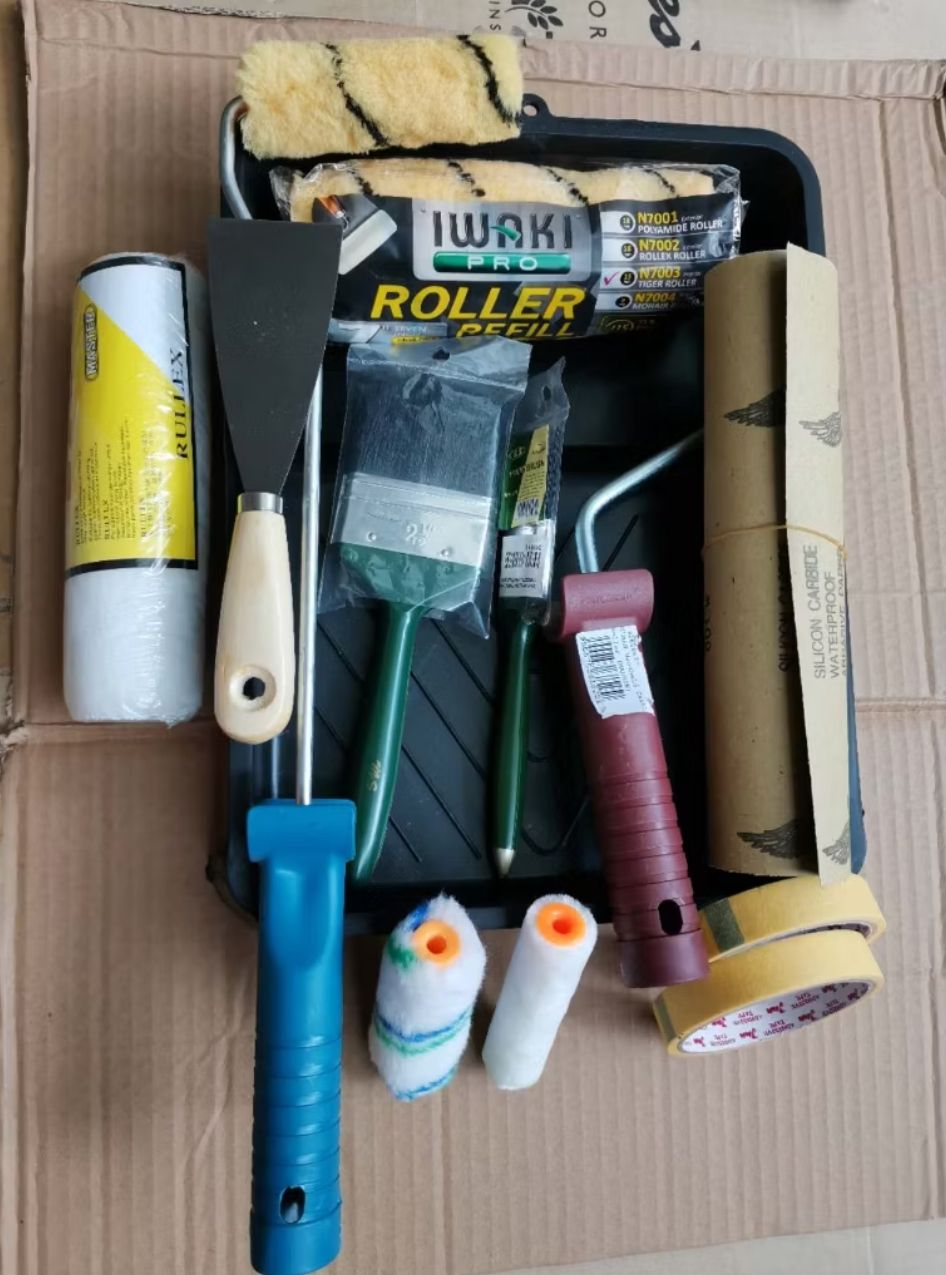 PAINTING TOOLS NIPPON PAINT Roller Tray Brush Masking Tape Glove Sandpaper Alatan Berus Cat Dinding