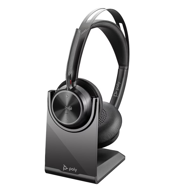 Poly Voyager Focus 2 Microsoft Teams Certified USB-C-C Headset +USB-C/A Adapter +Charging Stand-WW
