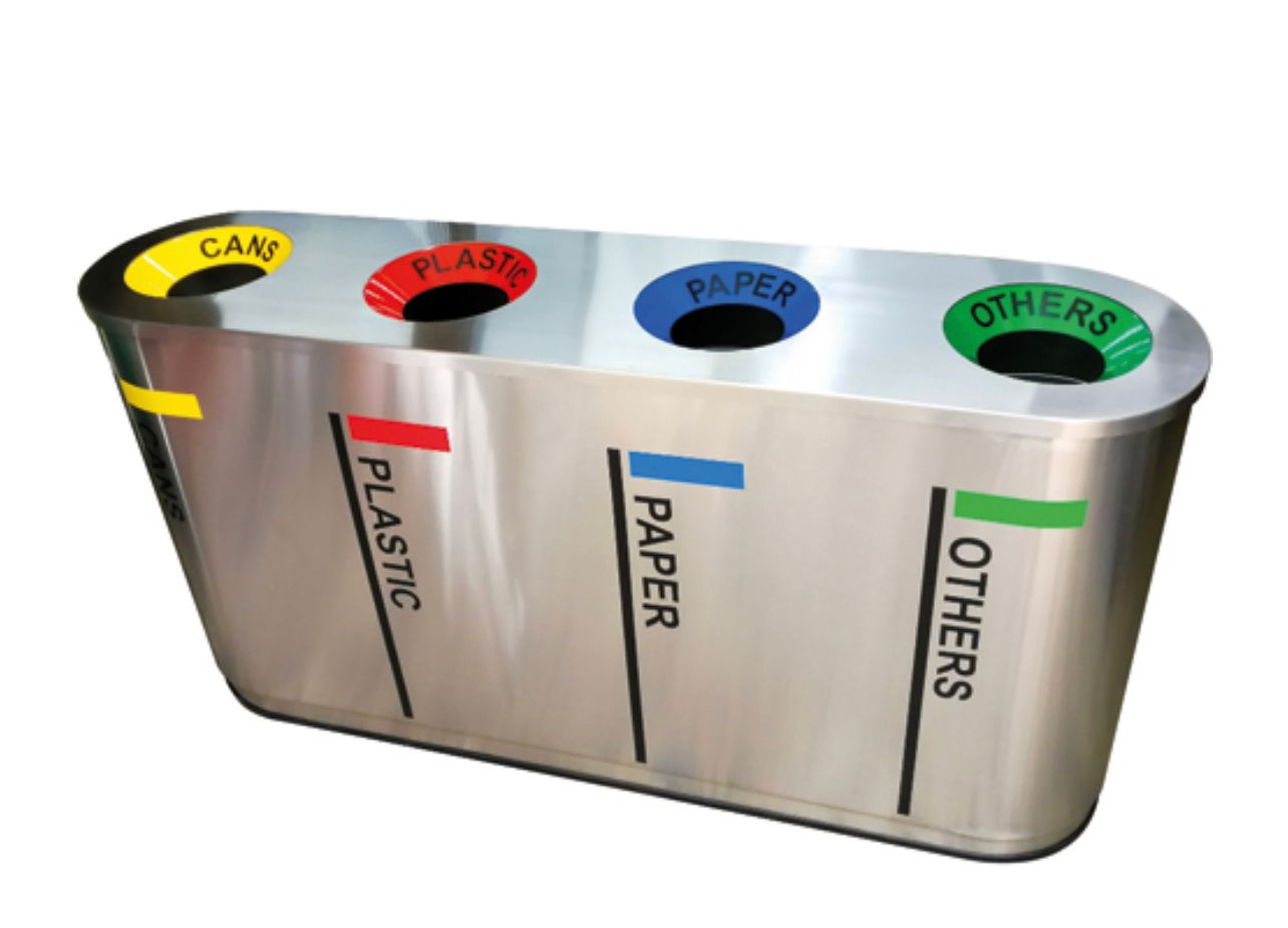 Quadro Stainless Steel Recycling Bin 4in1