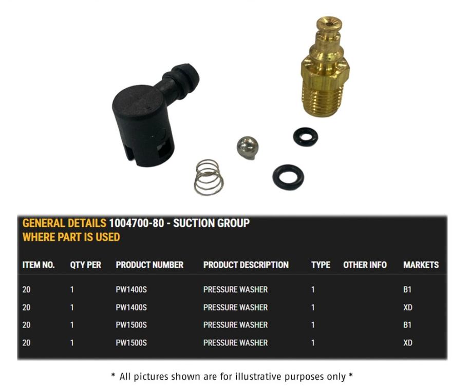 BLACK & DECKER 1004700-80 SUCTION GROUP ( PW1400S, PW1500S ITEM 20 )