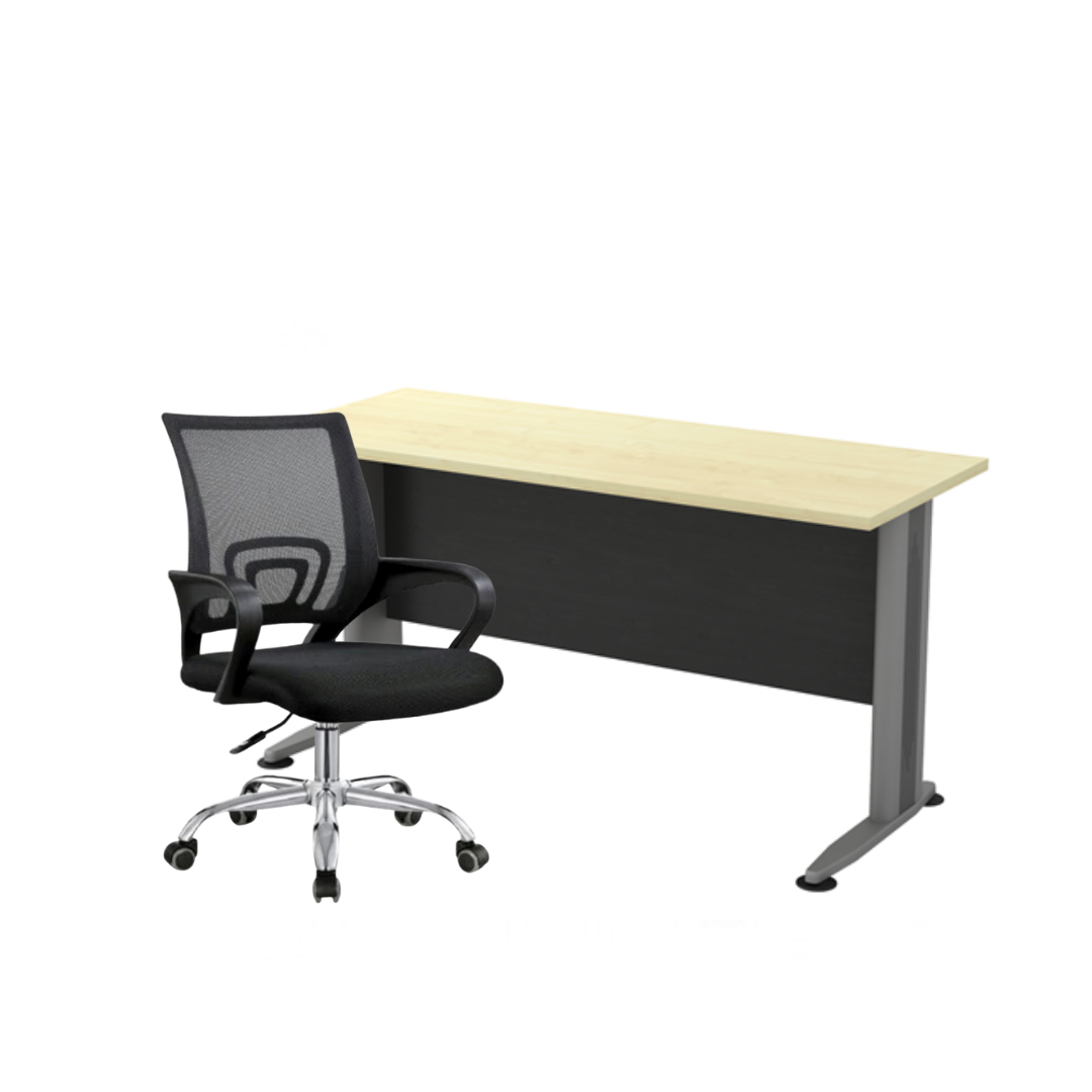 Lowback Mesh Chair + Standard Office Table (without Drawer)
