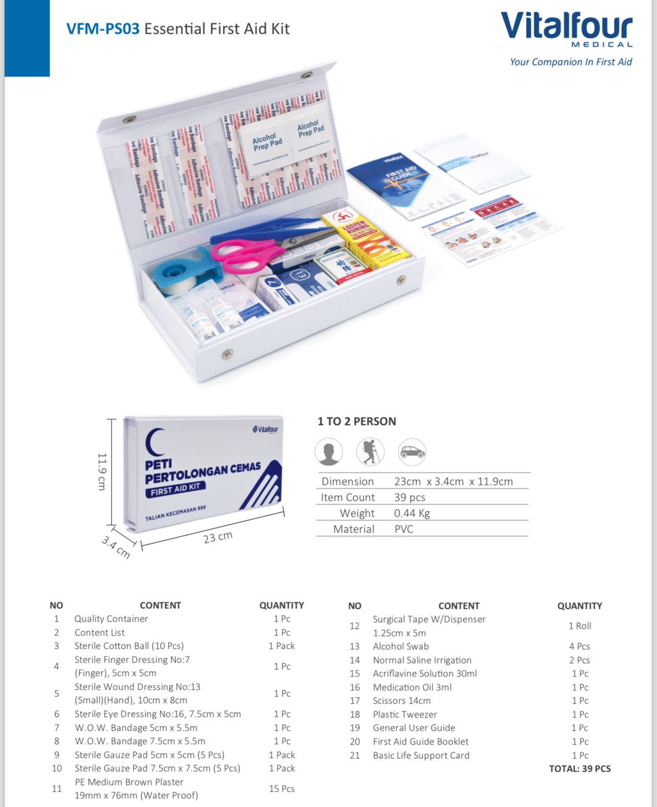 Vitalfour Peti Pertolongan Cemas / Essential First Aid Kit Pocket Size ( Small)