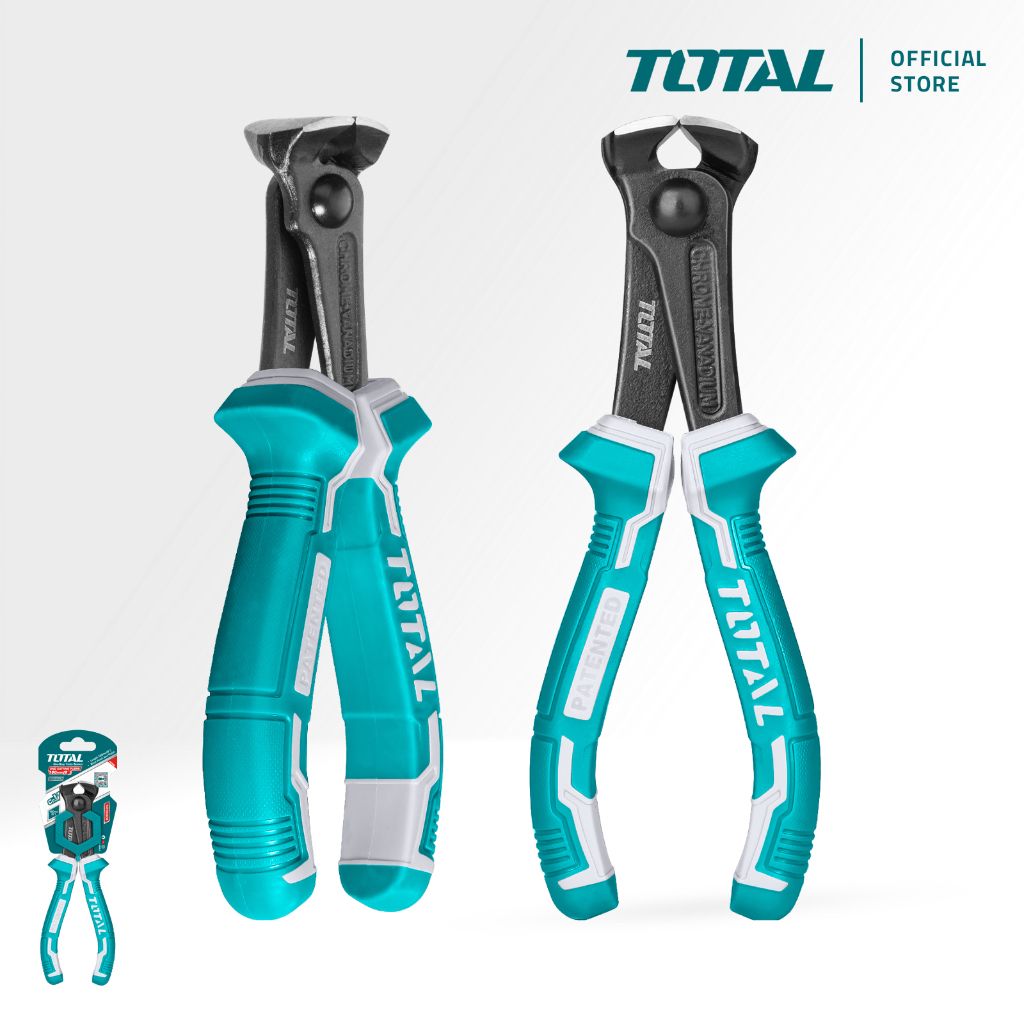 TOTAL END CUTTING PLIERS BLACK FINISH & POLISHED STEEL WITH DOUBLE DIPPED GRIP HANDLE (6") THT260606