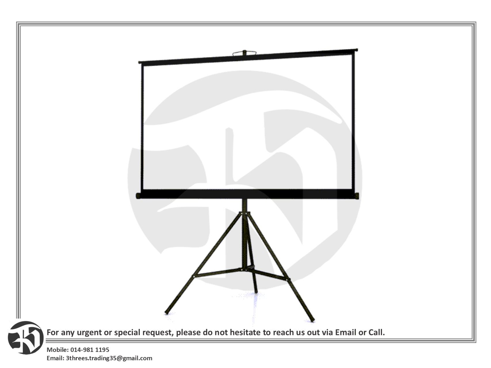 Tripod Projector Screen 7ft x 7ft/84" x 84"
