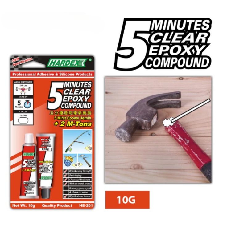 HARDEX 5 MINUTES CLEAR EPOXY COMPOUND (10G/28.4G/25ML) HE-201/HE-205/HE-205-25S
