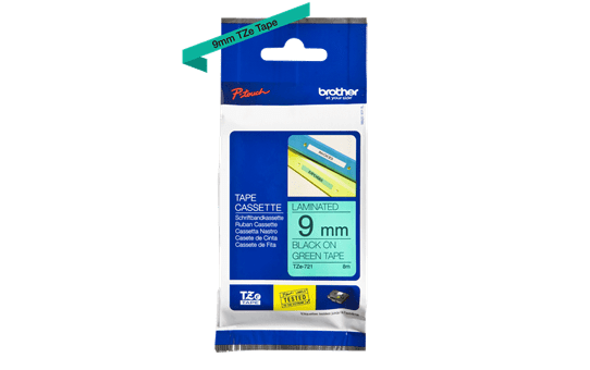 Brother TZe-721 Black on Green (9mm) Tapes