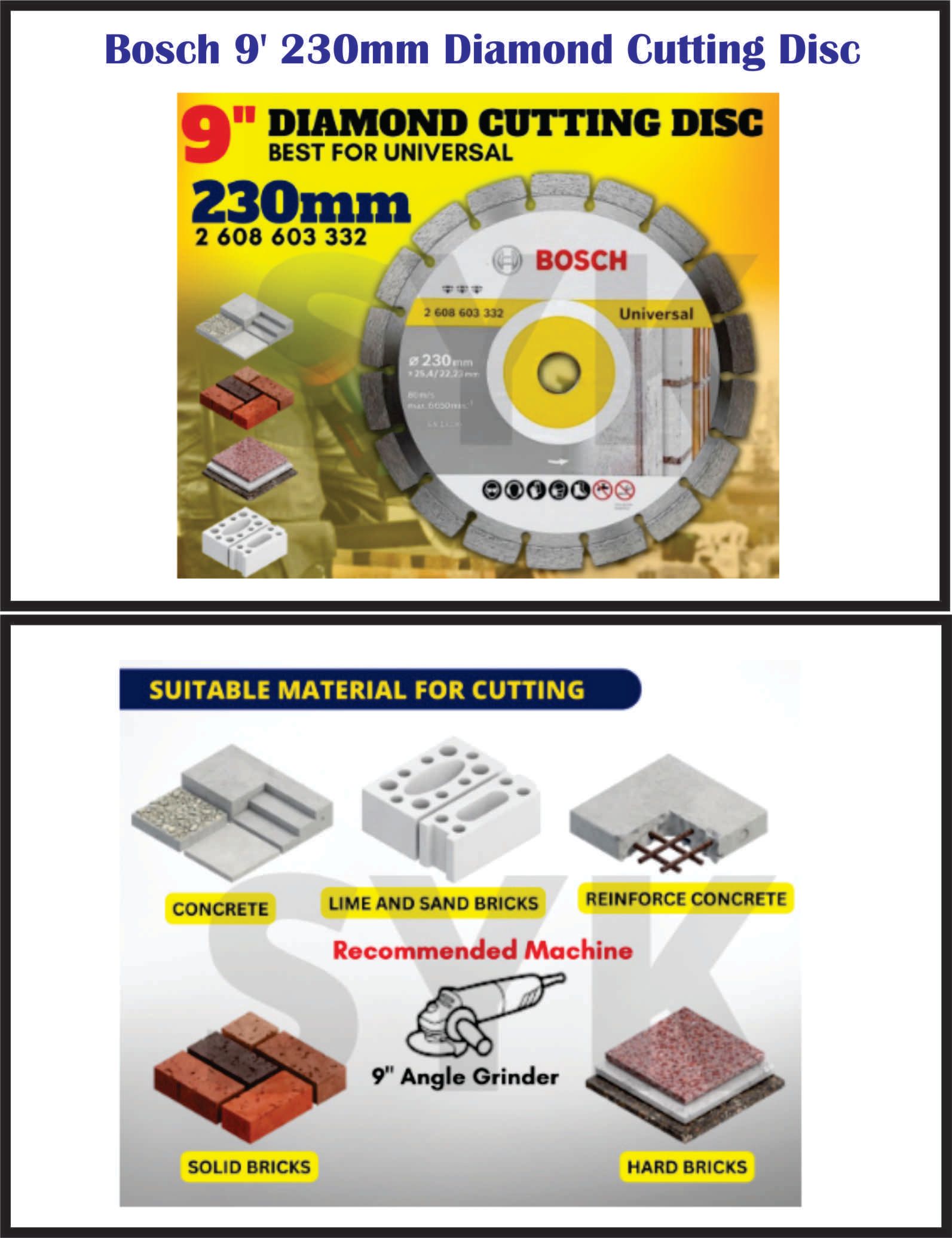 Bosch, 5 inch, 7 Inch, 9Inch 1 Pcs Best For Universal Diamond Cutting Disc Concrete Cutting Wheel