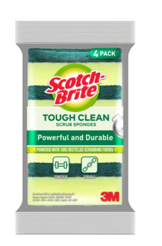 *3M Scotch Brite Tough Clean Scrub Sponges 75mm x 75mm (4 pcs/pack)