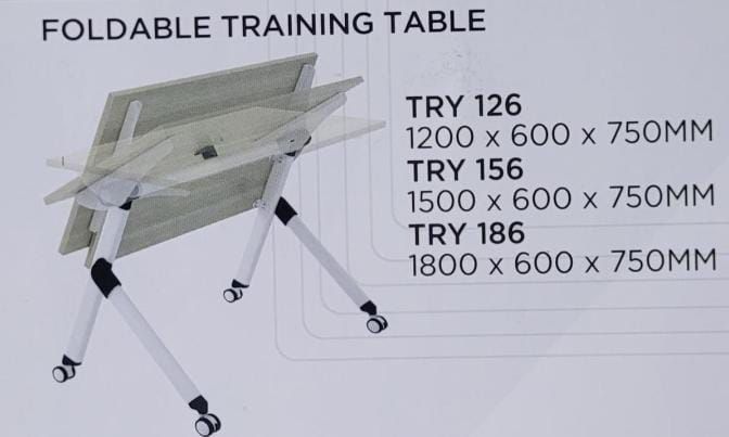 Foldable Training Table TRY 156 Size: 1500 x 600 x 750mm, Colour - Borash Ash