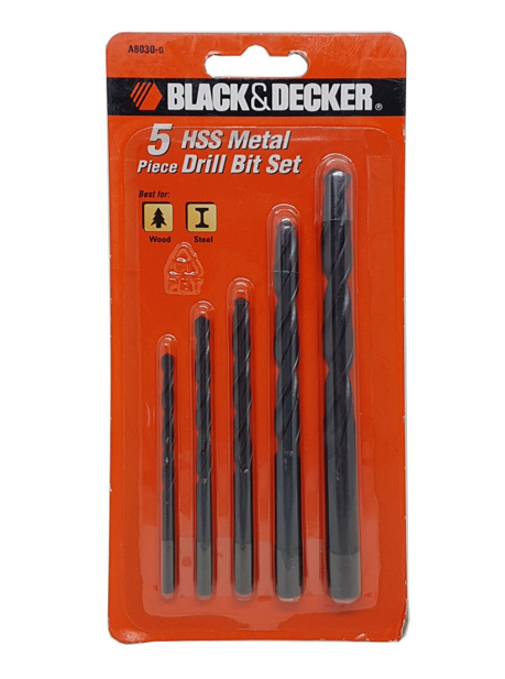 Black & Decker 5 PC HSS METAL DRILL BIT