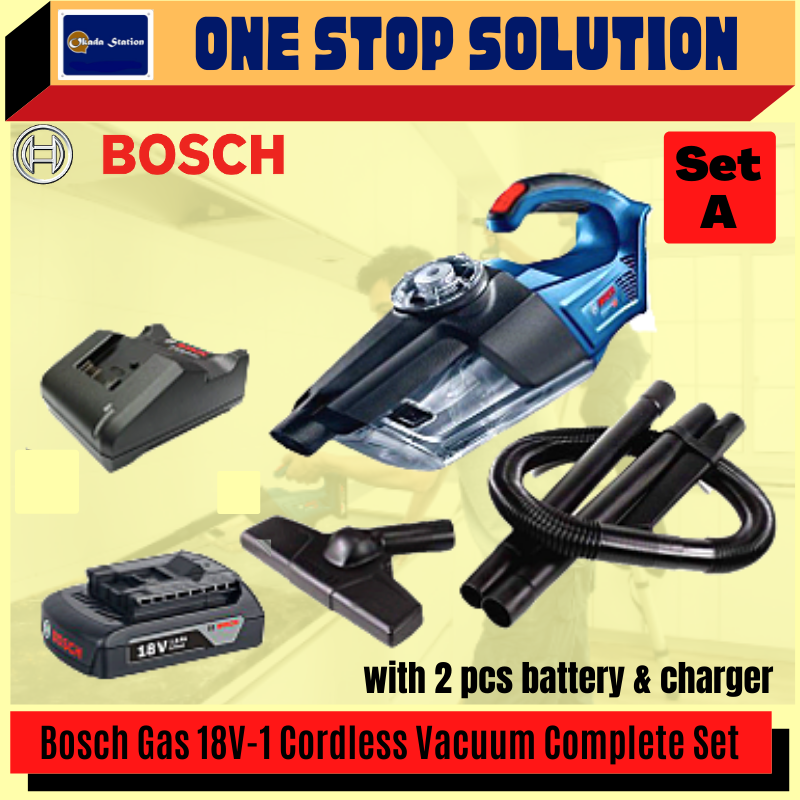 BOSCH GAS 18V-1 Professional Cordless Vacuum Cleaner- complete set (2 battery & charger / BOSCH / GAS 18V / VACUUM CLEANER /