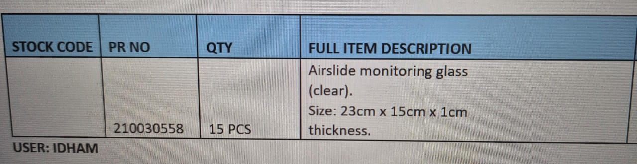 Airslide Monitoring Glass (Clear)