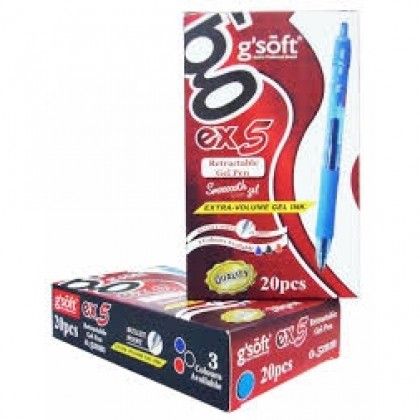 GSOFT EX5 RETRACTABLE GEL PEN BLUE 0.5MM 20PCS