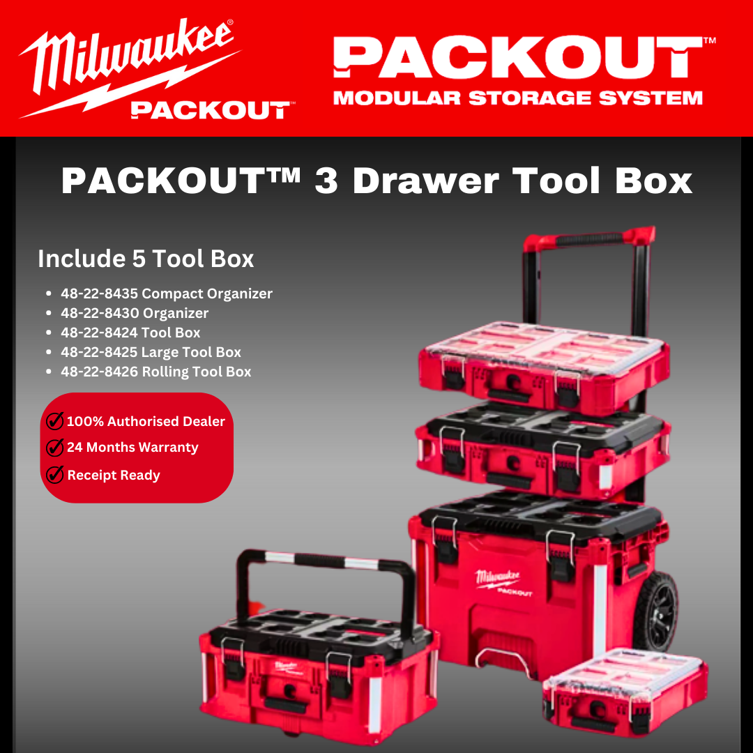 Milwaukee Packout 5 Pcs Full Storage System / Toolbox / Milwaukee Storage Box