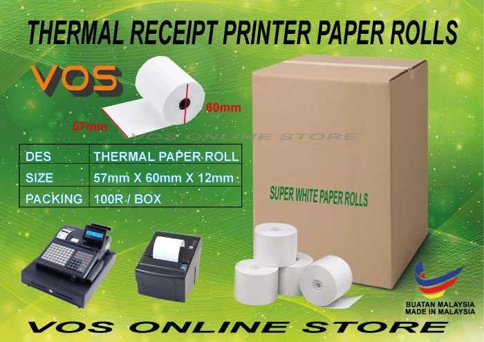 Thermal Receipt Paper Roll | Ketas Resit Thermal(57mmx60mm)