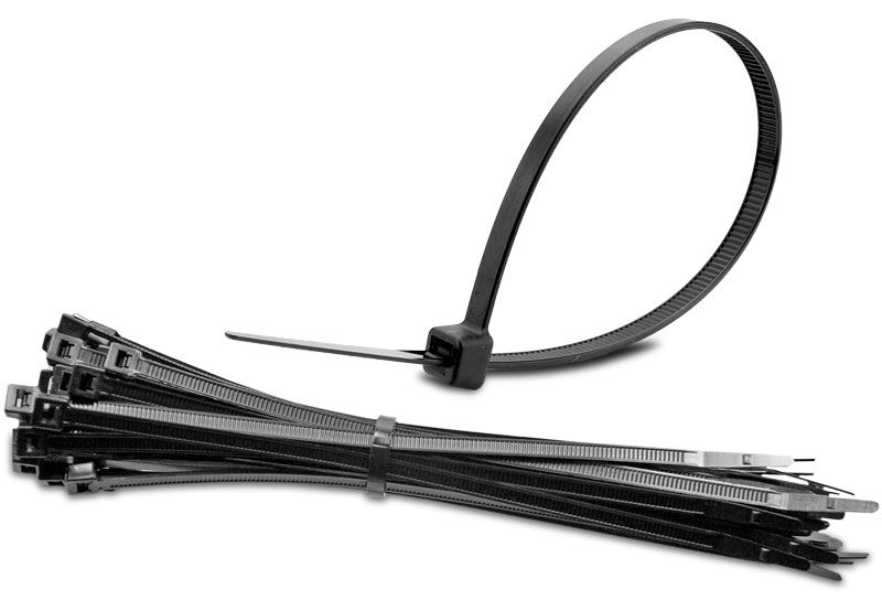 RS PRO Black Nylon Flame Retardant Cable Tie 8in x 4.8 mm [100s]
