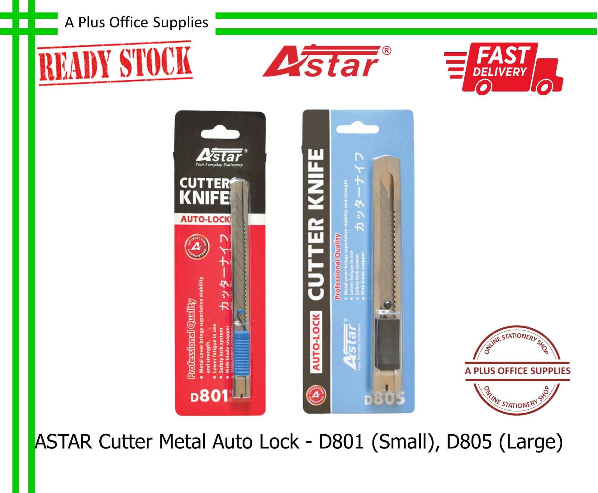 ASTAR Cutter Metal Auto Lock / Pisau Pemotong - D801 Small, D805 Large