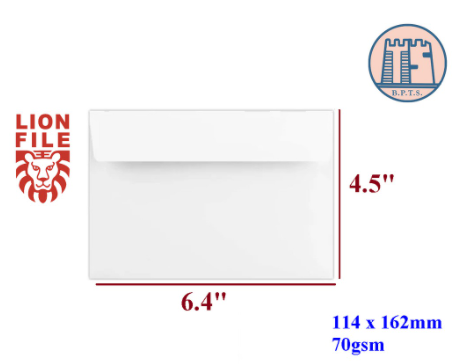 4.5" x 6.4" Small White Invitation Envelope 70gsm 20pcs/pkt Sampul Surat Putih 4.5 x 6.4 Inch / 162 x 114mm 20pcs/pkt