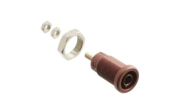 Fluke PJKPL 72930-1 Panel Mt Iec 4mm(0.16in)jack For Sheathed Plug, Hex Nut, 10/pkg (brown)