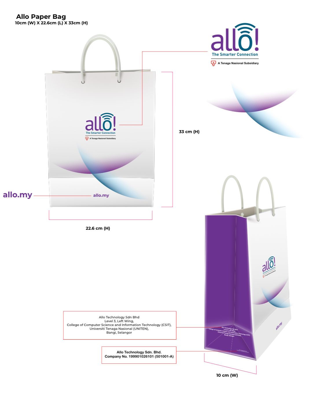 QS Paper Beg Allo Technology 10cm(W) x 22.6cm(L) X 33CM (H)