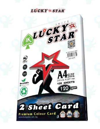 LUCKYSTAR A4/120GSM APLUS 2 SHEET CARD (WHITE)