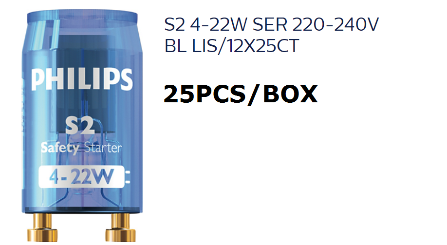 Philips Fluorescent Starter S2-P 4-22W 220 - 240V