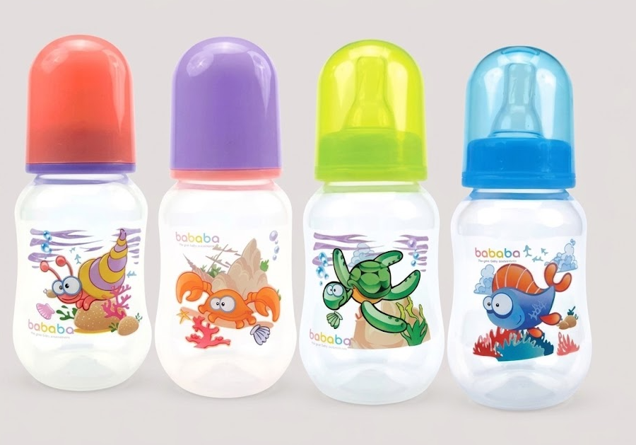 BABABA Botol Susu Kecil Murah Standard Neck Feeding Bottle Baby Milk Bottle Cute Design BPA Free (150ml) SL05100 05100S Sld Purple SL-05100T