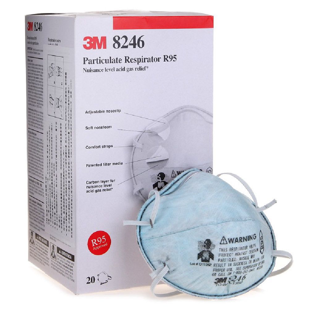 [DOSH/SIRIM CERTIFIED] 3M鈩�Particulate Respirator 8246, R95, with Nuisance Level Acid Gas Relief, (20 Pcs/Box)